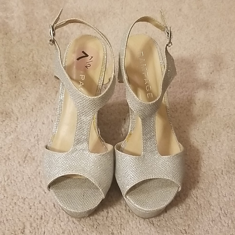 Silver Shimmer Metallic Glitter Wedges